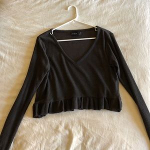 SOLD: NWOT: Urban Outfitters Grey Ruffle Crop Top